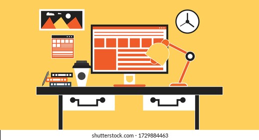 modern designer workspace with desktop computer