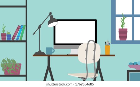 modern designer workspace with desktop computer