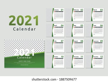 Modern desk calendar 2021 template