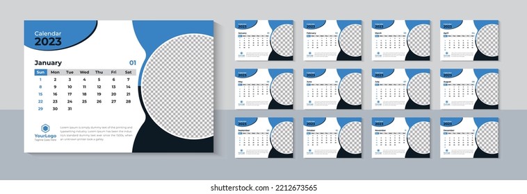 Modern Desk Calendar 2023, Business Calendar 2023, Happy New Year Desk Calendar Design