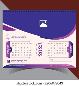 Modern desk calendar 2023 vector design template
