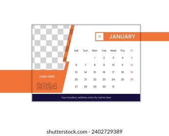 modern desk calendar 2024 and happy new year 2024.