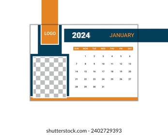 modern desk calendar 2024 and happy new year 2024.