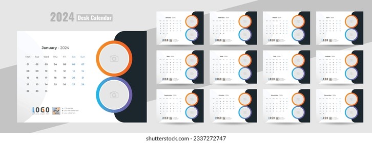 Modern Desk Calendar 2024, office desk calendar 2024 template