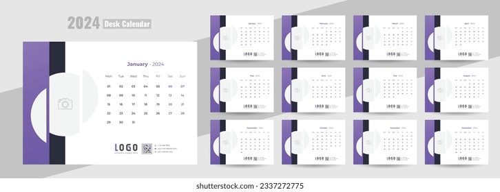 Modern Desk Calendar 2024, office desk calendar 2024 template