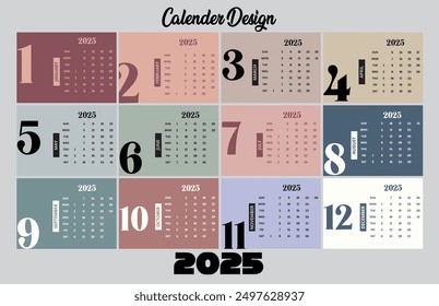 Modern Desk Calendar 2025 Template Vector Design
