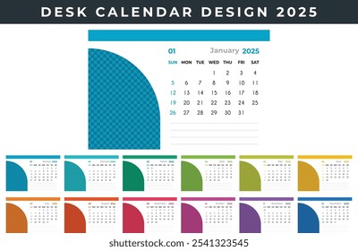 Modern Desk Calendar Design Template Year 2025