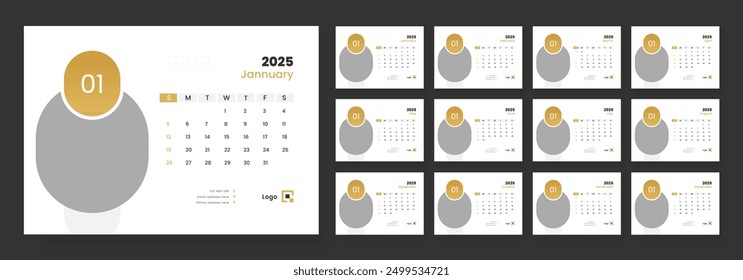 Modern Desk Calendar Template 2025, corporate desk calendar schedule 2025 monthly planner template.