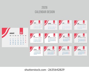 Modern  Desk calendar template with minimalist style, clean monthly grid, perfect for home, office, or business use.
