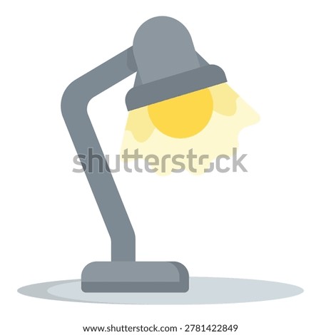 Modern desk lamp with adjustable arm casting a warm yellow light