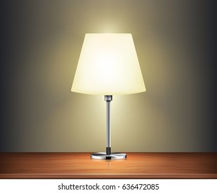 The Modern Desk Lamp Illuminate On The Wall Background