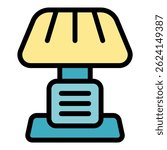 Modern desk lamp shining light icon in a flat design vector illustration