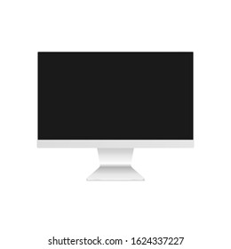Modern desktop computer with blank screen. Mockup vector isolated. Template design. Realistic vector illustration.  