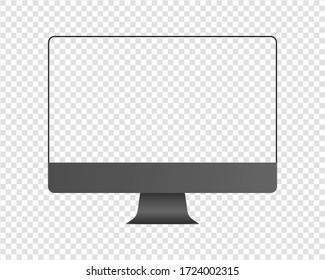 Modern desktop computer mockup. Desktop computer mockup with transparent screen. Mockup isolated on transparent background.