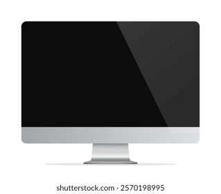 Modern Desktop Computer Monitor with Black Screen Vector Illustration