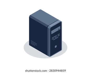 Modern Desktop Computer Tower PC Server Hardware Isometric Vector Illustration