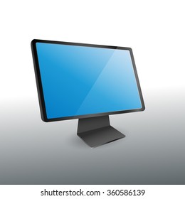 modern desktop computer wide blue screen display -vector