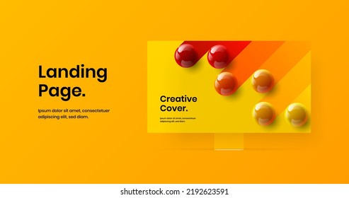Modern desktop mockup landing page layout. Colorful website screen design vector concept.