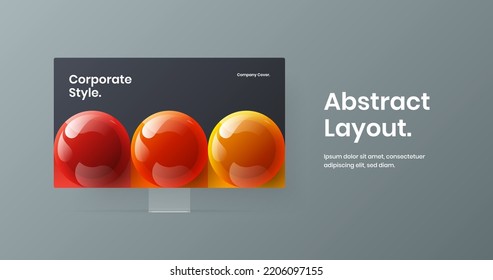 Modern desktop mockup landing page layout. Simple web banner vector design template.