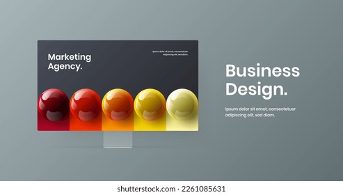 Modern desktop mockup site screen illustration. Colorful web project vector design concept.