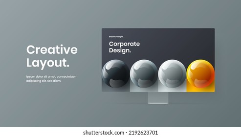 Modern desktop mockup site template. Clean web project design vector illustration.