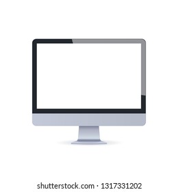 modern desktop monitor mockup blank empty screen computer display digital technology concept white background