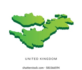 Modern Detail Isometric 3D Map - United Kingdom