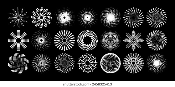Modern detailed abstract sun circle logo bundle