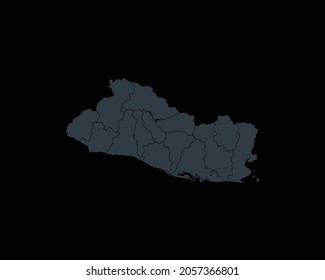 Modern Detailed Border Map Of El Salvador, Isolated on Black Background Vector Illustration