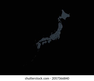 Modern Detailed Border Map Of Japan, Isolated on Black Background Vector Illustration