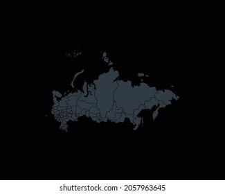 Modern Detailed Border Map Of Russia, Isolated on Black Background Vector Illustration