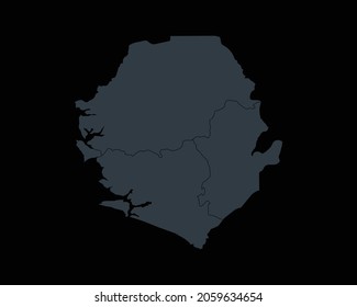 Modern Detailed Border Map Of Sierra Leone, Isolated on Black Background Vector Illustration