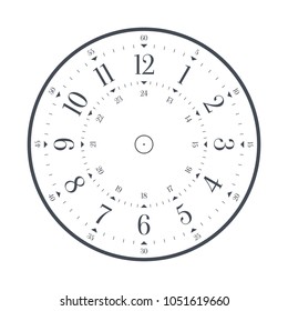 Modern detailed clock face numerals, editable set