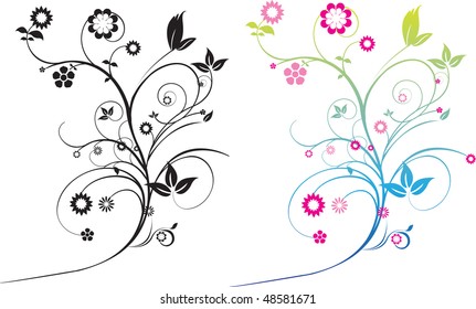 Modern detailed intricate floral illustration with swirls
