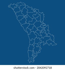 Modern Detailed Outlines Border Map Of Moldova, Isolated on Blue Background Vector Illustration