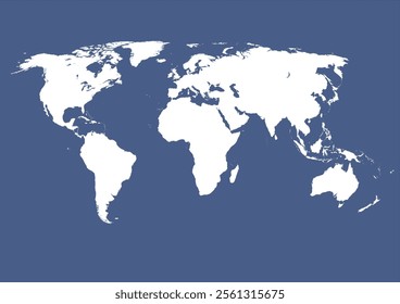 Modern and detailed vector illustration of a world map featuring continents, oceans, and geographic elements. Perfect for travel, business, or educational purposes. Simple and clean design.