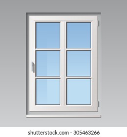 modern detailed white vector window illustration with glass bars