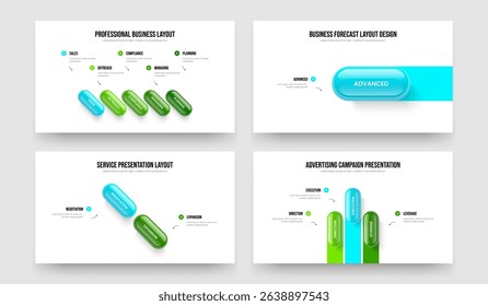Modern Development Five One Two Three Element Diagram Presentation Design Vector Illustration Bundle. Advertising Growth 5 1 2 3 Step Infographic Slideshow Template Set.