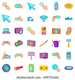Modern device icons set. Cartoon style of 36 modern device vector icons for web isolated on white background