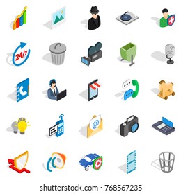 Modern device icons set. Isometric set of 25 modern device vector icons for web isolated on white background