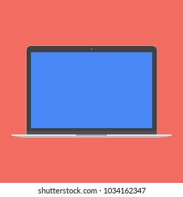 Modern device - laptop, notebook or netbook flat design icon vector illustration. Empty screen, no keybord business technology concept