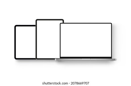 Modern Devices, Laptop and Tablets with Blank Screens, Mockup to Showcase WebSite Design. Vector Illustration