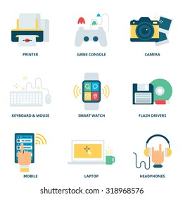 Modern devices vector icons set modern flat style