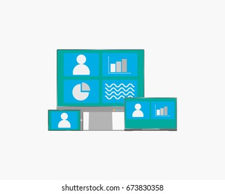 Modern devices with web design template.
