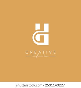 Modern DH HD Letter Artistic Logo Design. Initial Based Vector Template.