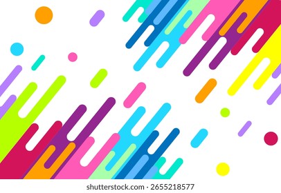 Fundo abstrato diagonal moderno com listras arredondadas coloridas no branco. Design vibrante para banner, folheto ou modelo da Web. Perfeito para o moderno. Ilustração vetorial eps10.

