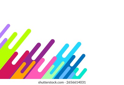 Moderner diagonaler abstrakter Hintergrund mit bunten, abgerundeten Streifen auf Weiß. Lebhaftes Design für Banner, Flyer oder Webvorlagen. Perfekt für modern. Vektorgrafik eps10.
