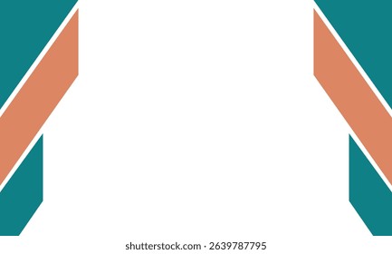 Modern diagonal abstract background with teal and orange geometric stripes framing a clean white center. Perfect for flyers, digital templates, business cards, or presentation slides.