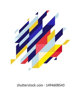 Modern Diagonal Abstractbackground Geometric Element. Blue,yellow And Red Diagonal Lines & Triangles.