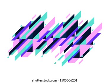 Modern Diagonal Abstractbackground Geometric Element. Blue,pink And Green Diagonal Lines & Triangles.